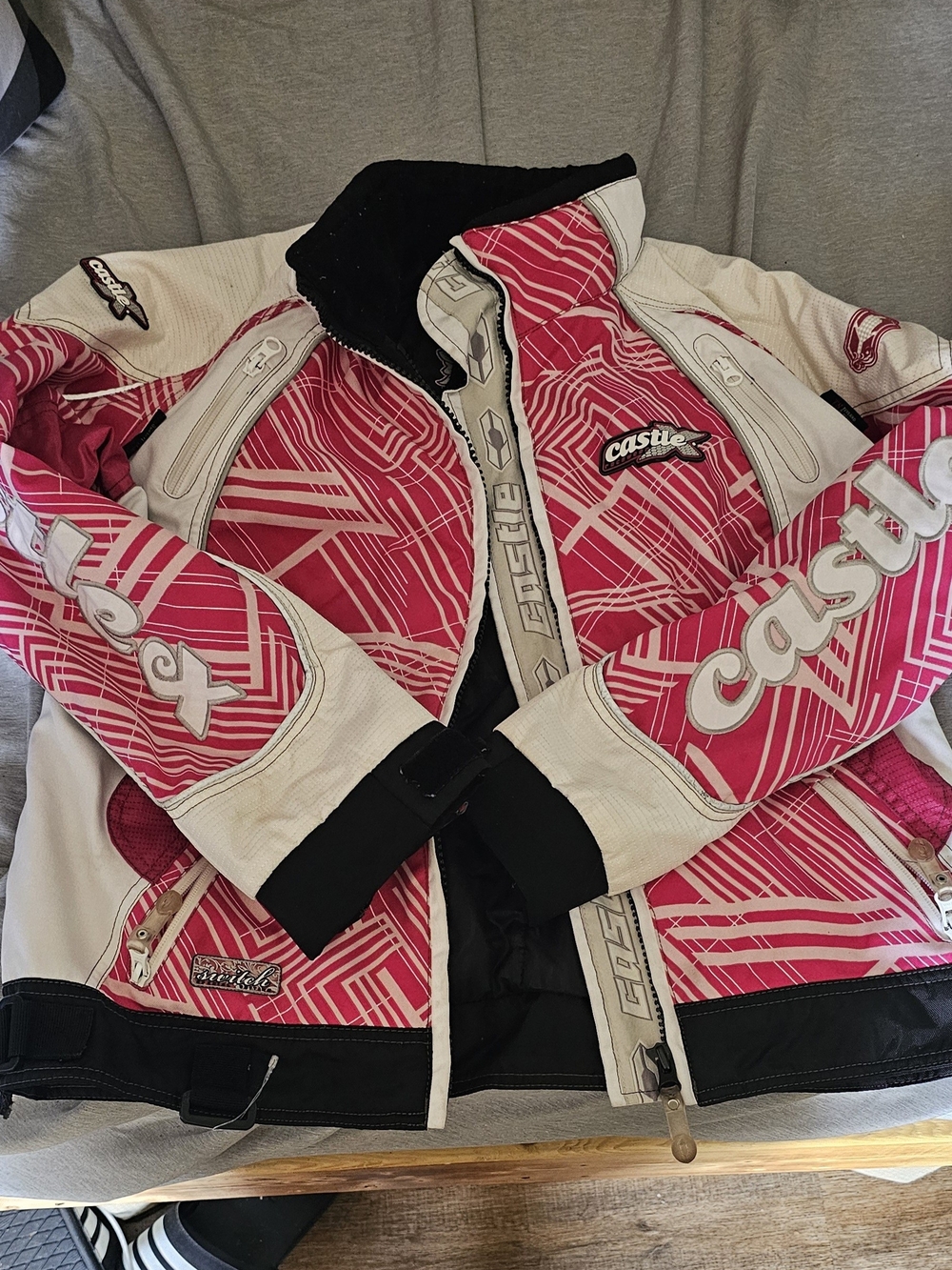 Women's Castle X Pink and White Snowmobile Jacket